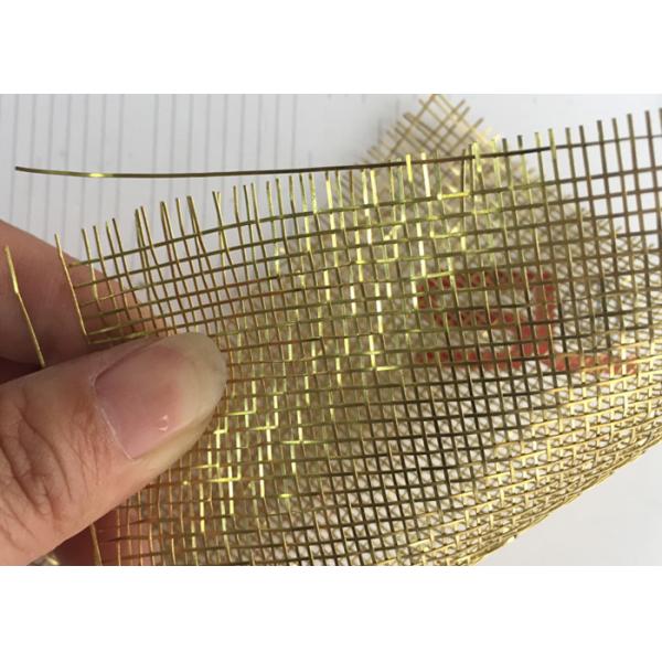 Quality Ultra Thin Architectural Glass Laminated Wire Mesh Brass Woven 0.5mm for sale
