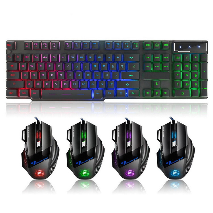 China Ergonomic Wired Gaming Keyboard And Mouse 104 Key Back Light Waterproof Keycap factory