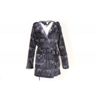 China Printed Womens Full Length Hooded Bathrobe Ladies Thick Fluffy Dressing Gown factory