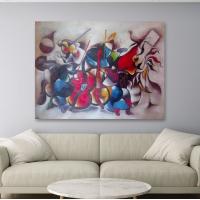 China Handmade Abstract Oil Painting On Canvas Color Violin Music Figure Wall Art for Living Room Dec factory