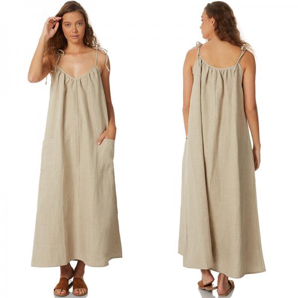 Quality Women 100% Linen Old Fashion Maxi Dress for sale