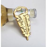 China Cool Innovative wedding favor, fancy gift, die casting zinc alloy gold plating feather shape beer bottle opener factory