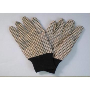 Quality Grey Knit Wrist Working Hands Gloves Pattern Printed Cotton Drill Material for sale