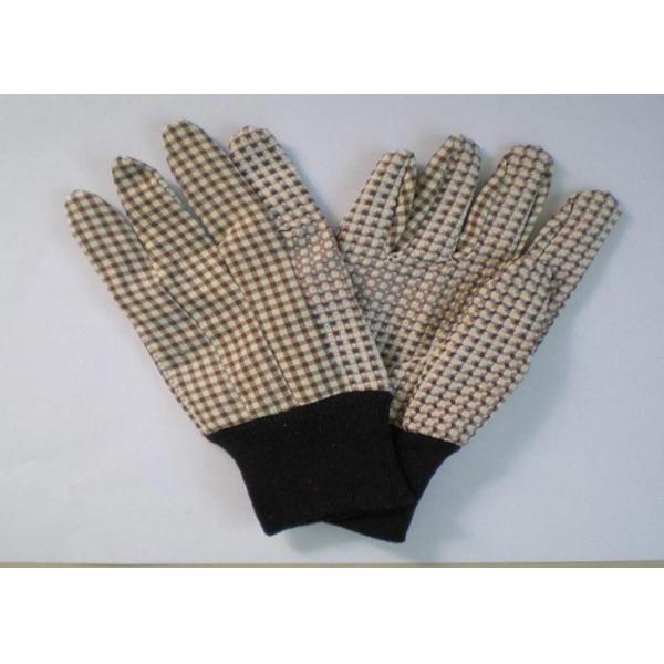 Quality Grey Knit Wrist Working Hands Gloves Pattern Printed Cotton Drill Material for sale