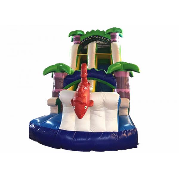 Quality Hot sale inflatable whale palm trees single dry slide with arch commercial for sale