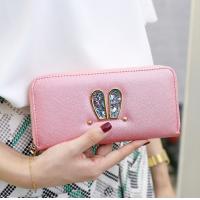 China 2016 new Korean simple fashion student Ms. cute rabbit long paragraph two fold wallet women factory