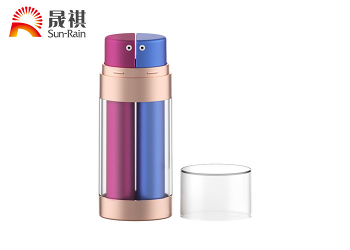 China Dual oval airless bottle petg double squeeze cosmetic packaging for sale