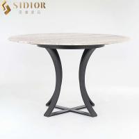 China OEM Round Natural Marble Dining Table 120cm Dia For Hotel Cafe for sale