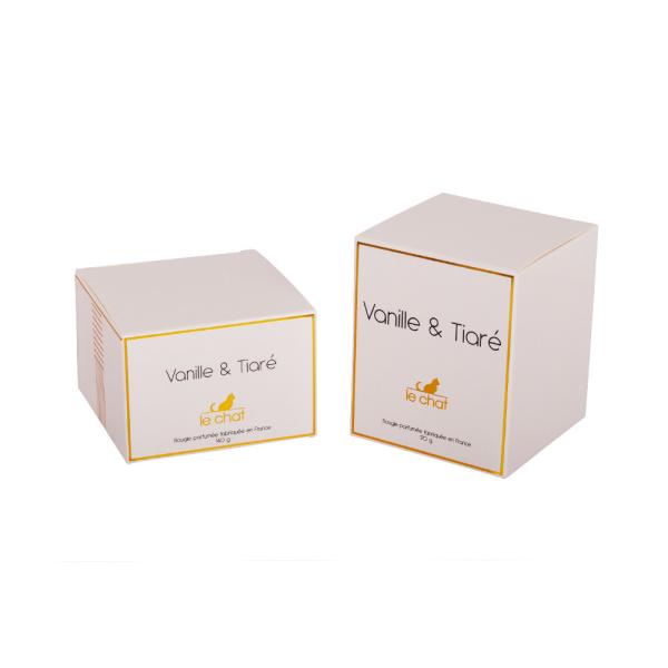 Quality Customized White Candle Packaging Box Gold Hot Foil Stampping for sale