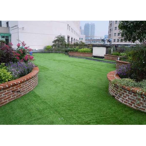 Quality PE + PP Material Artificial Grass Landscaping Flat Yarn Shape , Easy To Install for sale
