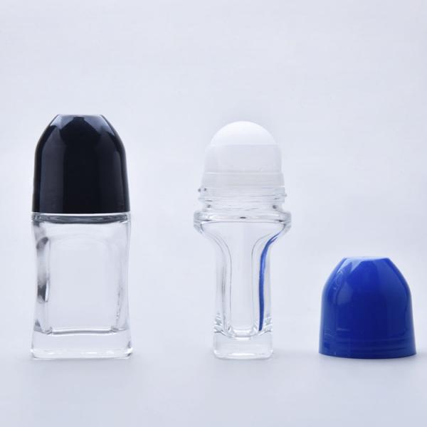 Quality 2oz Glass Deodorant Roller Bottles Colored 50ml With Roller 50ml for sale