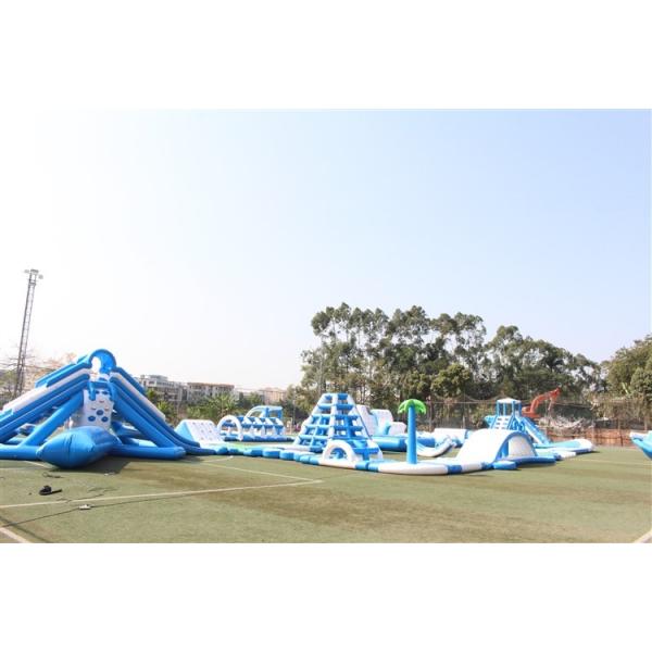 Quality Blue White Giant Sea Inflatable Water Slide Water Park Obstacle Course for sale