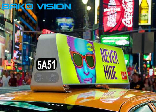 China Digital LED Sign Taxi Top LED Display Advertising LED Billboards Aluminum Cabinet Support USB/3G/4G/WIFI factory