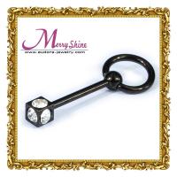 China Fashion shiny black ear / belly rings body piercing jewelry for women with eyelet BJ31 factory