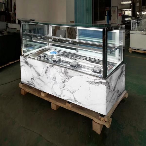 Quality Ultra Clear Glass 2.0m Showcase Cake Chiller For Cake Display Ink Painting Marble for sale