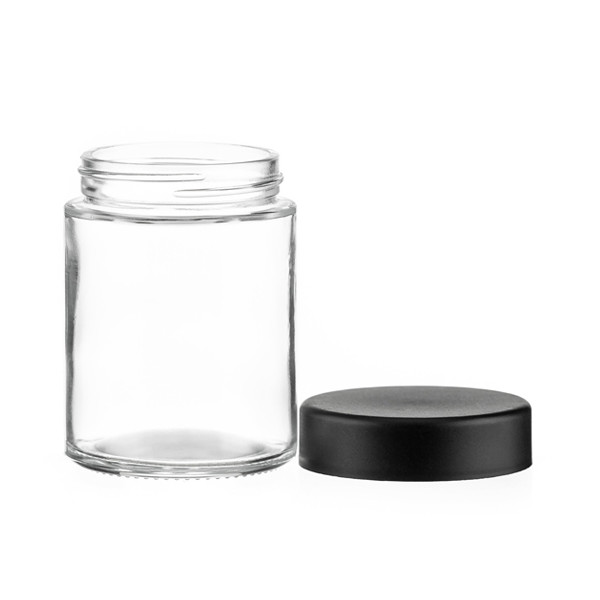 Quality 4oz Child Resistant Clear Black Glass Jars 4oz frosted glass candle jar air for sale