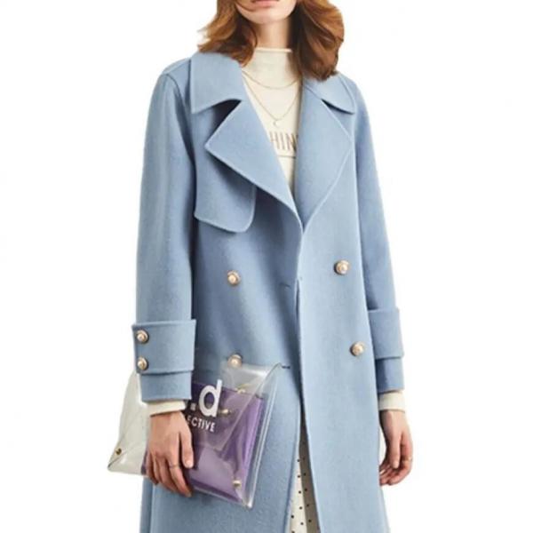 Quality Wool Blend Peacoat Double-Breasted High Quality Trench Coat Women Long Coats for for sale