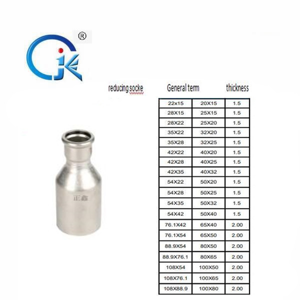 Quality Eco Friendly Stainless Steel Press Fittings DN22 Socket Pipe Fitting for sale