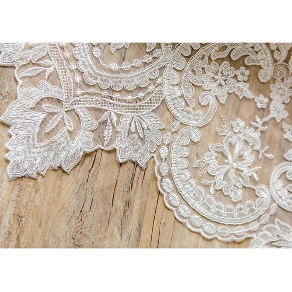 Quality Ornament Wedding Floral Corded Lace Fabric Embroidered Tulle For Pallas Couture for sale
