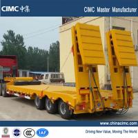 China tri-axle 60 ton low bed semi trailer with hydraulic ramps factory