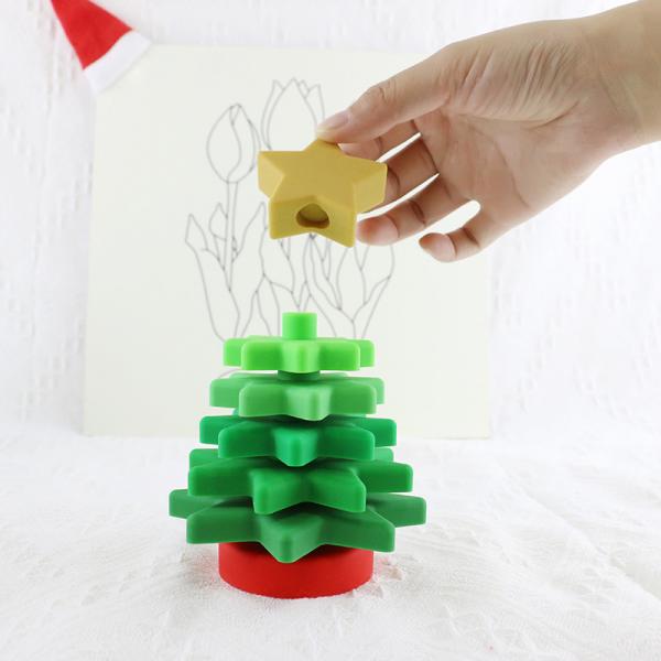 Quality Babe Soft Silicone Stacking Rings Blocks With Christmas Tree Shape for sale