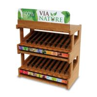 China Counter Top Cosmetic Display Stand Essential Oil Wooden Display Rack With Custom Logo factory