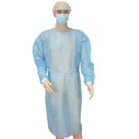 Quality Non Woven Disposable Isolation Gowns PP28g+PE18g Coated With Knitted Cuffs for sale