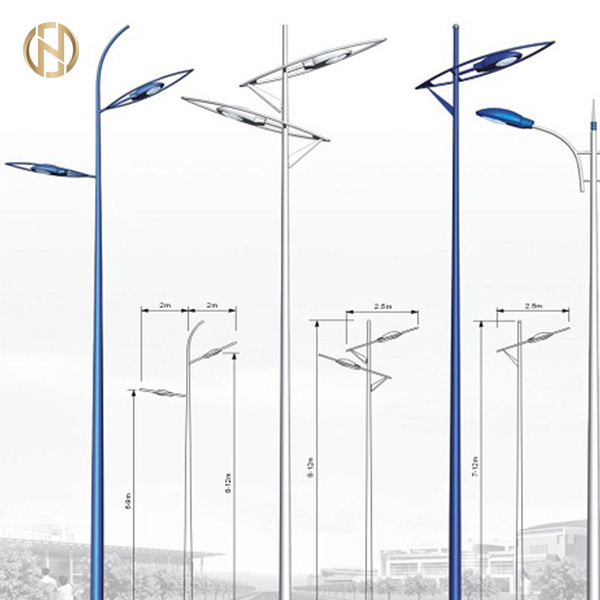 Quality Hot Dip Galvanized solar street light pole 6m 7m 9m 10m 12m Q235 Steel for sale