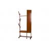 China Movable Soild Wood Coat Coat Hanger Stand With Turning Mirror / Shelves factory