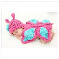 China pink blue flower animal butterfly baby hat cap beanie set diaper cover Baby Costume Set factory