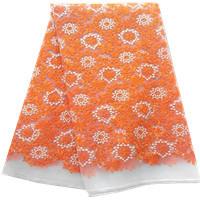China 2015 orange cream organza lace trim/ water soluble african lace fabric/ embroidery lace factory