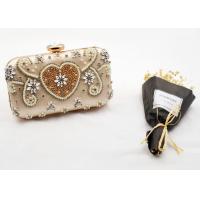 China Crystal Beaded Sparkly Evening Bags Heart Shaped Clutches With Satin Fabric for sale
