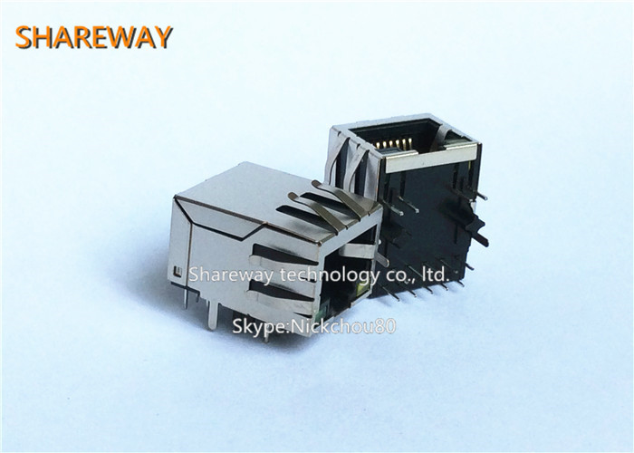 China Magnetic 8P8C PCB Rj45 Modular Jack / Rj45 Ethernet Jack With Transformer factory