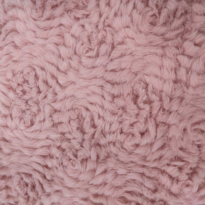 China Pink Polyester Faux  Fur Fabric Knitted 58 / 60 '' For Clothing Flower Rabbit factory
