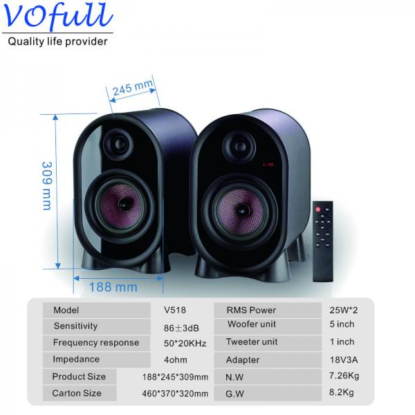 Quality Multimedia Active Bookshelf Speakers With LED Display Multifunctional for sale