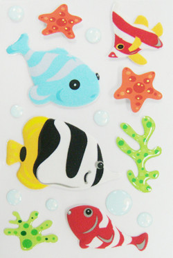 Quality Die Cut 3D Puffy Stickers ,  Offset Printing Puffy Fish Stickers For Books for sale