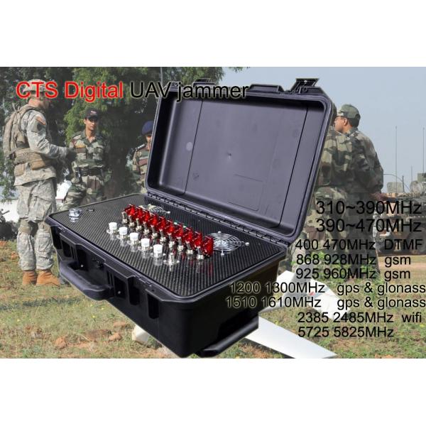 Quality 9 Bands Military Drone Jammer , Gps Wifi Drone Frequency Blocker 5KM Range for sale