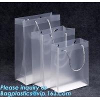 China MULTI PURPUSE USE Frosted Clear Bags With Soft Strap Handles, Shopping Bags, Gift Bags, Take Out Bags With Cardboard factory