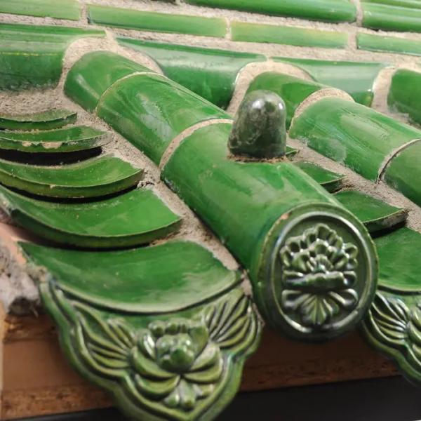 Quality Waterproof Chinese Temple Roof Tiles , Green Ceramic Roof Tiles for sale