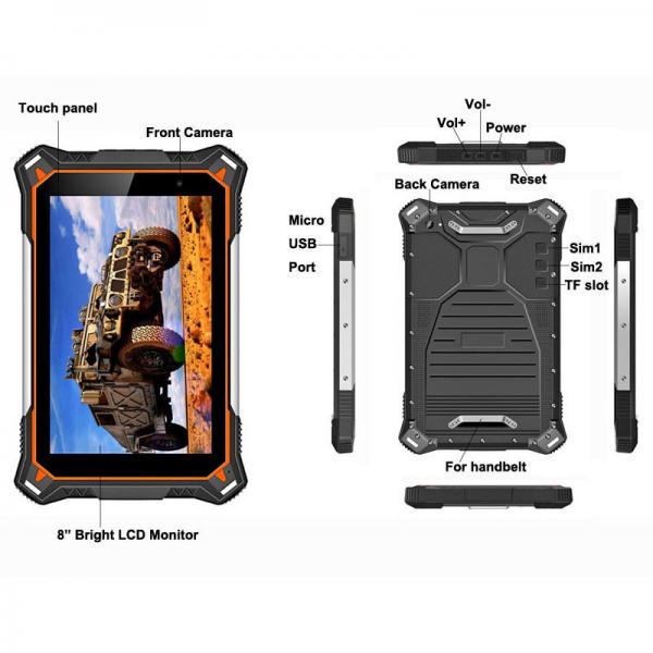 Quality 8 Inch Deca-Core 4G LTE Industrial Android Tablet Pc Rugged With 10000mAh IP68 for sale