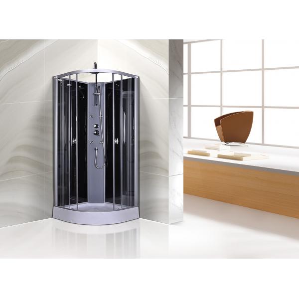 Quality Circle Grey Quadrant Shower Cubicles 900 X 900 X 2250 MM ABS Tray Chrome Profiles for sale