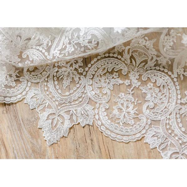 Quality Ornament Wedding Floral Corded Lace Fabric Embroidered Tulle For Pallas Couture for sale