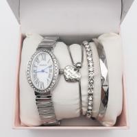 China Elegant Quartz Bracelet Watch 4 PCS Set Women Silver Simple Jewelry Ladies Diamond Dial Wristwatch for sale