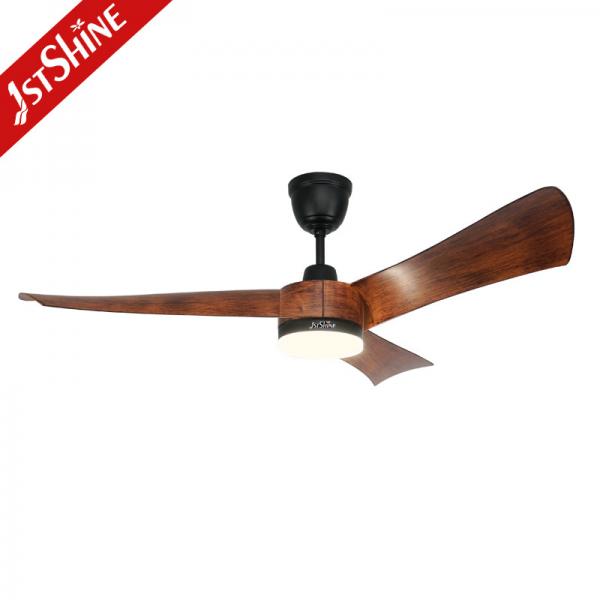 Quality Wooden Color 54 Inch Led Ceiling Fan 3 Plastic Blades With Remote Control for sale