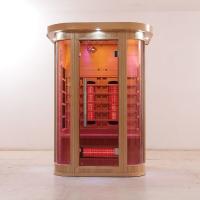 China Deluxe Solid Wood Full Spectrum And Carbon Heater 2 Person Infrared Sauna Indoor factory