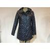 China Windbread Water Proof Printed Ladies PU Jacket Coat Long Style Navy Color factory