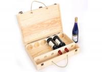China 6 Bottoms Personalised Wooden Wine Box , Wooden Champagne Box Natural Color factory