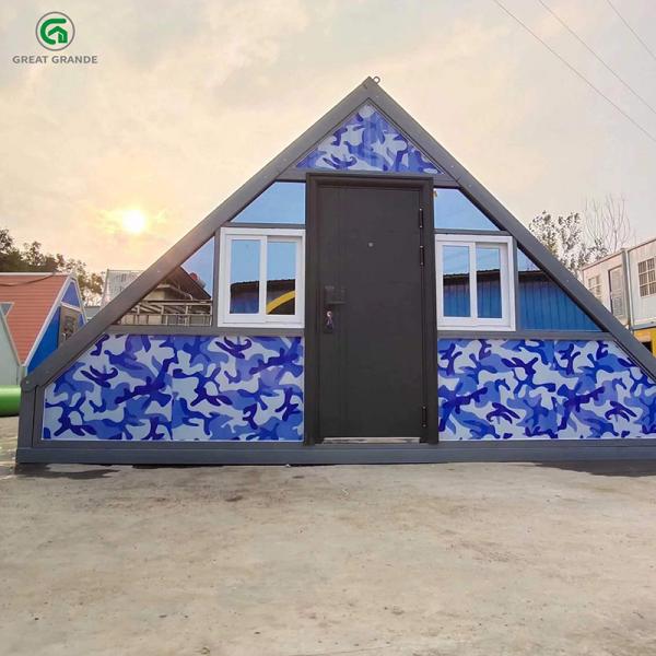 Quality Galvanized Steel Pipe Frame Prefab Triangle House Foldable Office Container for sale