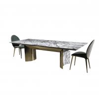 China Italian Marble Luxury Style Dining Room Furniture Set Stainless Steel Leg Dining Table for sale