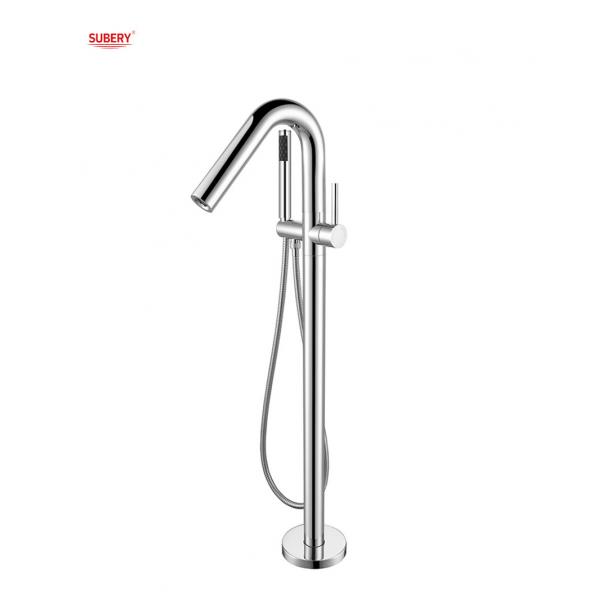 Quality Floor Mounted Freestanding Bathtub Faucets Rose Golden Brass Chrome for sale